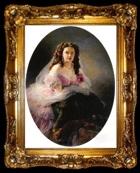 framed  Franz Xaver Winterhalter Portrait of Madame Barbe de Rimsky-Korsakov, ta009-2